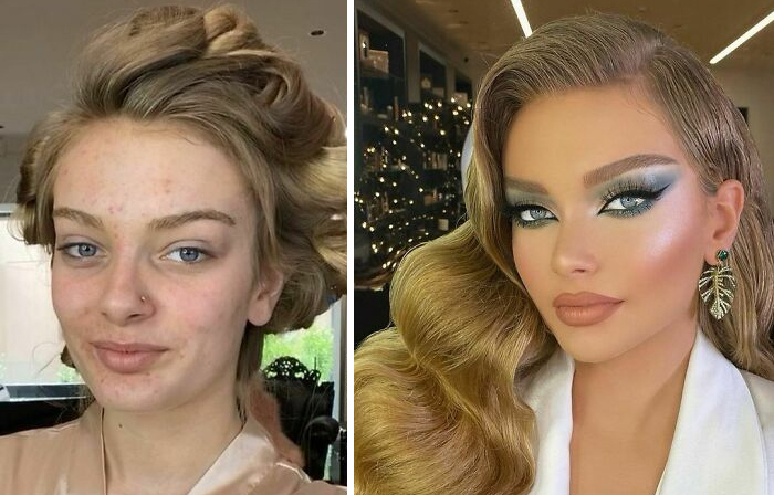 Свадьба до и после макияжа