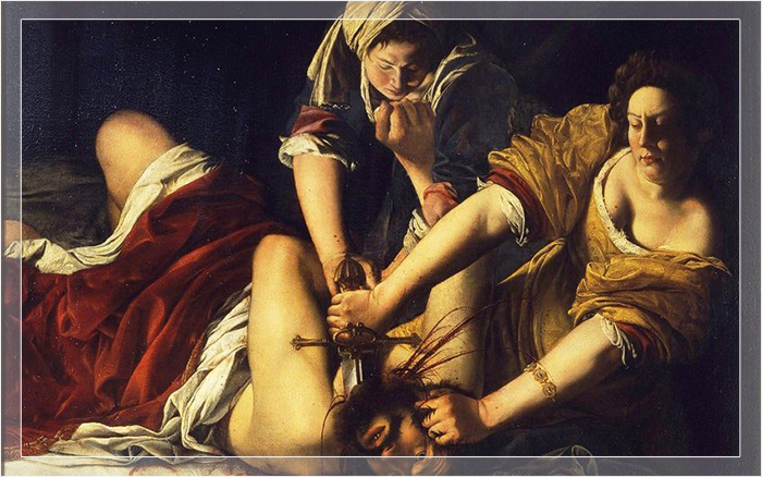 Юдифь, убивающая Олоферна , или Юдифь, обезглавливающая Олоферна (ок. 1620 г.) Артемизии Джентилески.