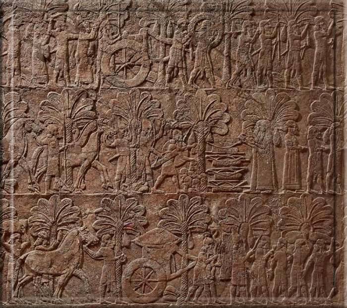 Рельеф, изображающий захват Вавилона ассирийцами. 638–625 гг. до н.э.