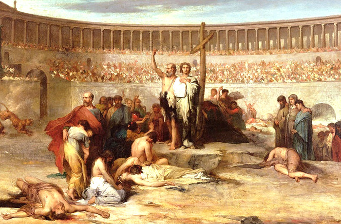 Казни христиан на арене римского колизея.