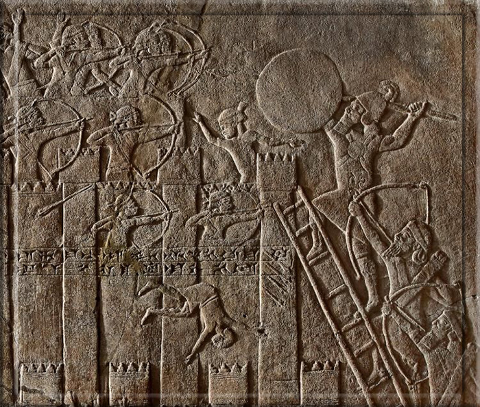 Фрагмент рельефа, изображающий ассирийскую осаду эламского форта. 645–635 до н.э.