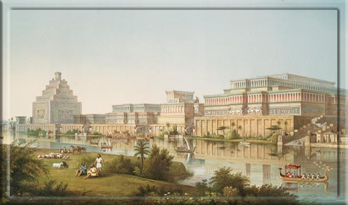 Иллюстрация ассирийских дворцов из «Памятников Ниневии» сэра Остина Генри Лейарда, 1853 г.