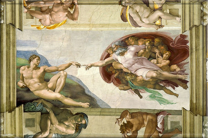 «Сотворение Адама» (ок. 1508–1512) Микеланджело.