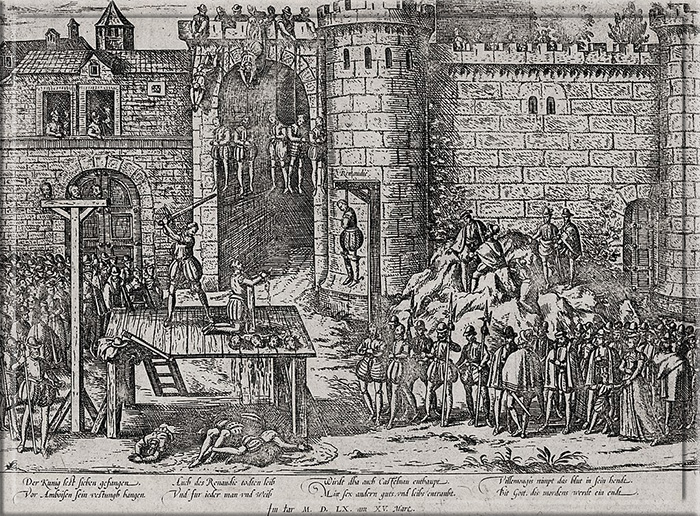 Казнь протестантов, участвовавших в Амбуазском заговоре 1560 год.