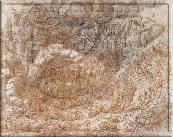 Интерес да Винчи к природе и водной стихии выражен в его рисунке «Потоп» (ок. 1550 г.).