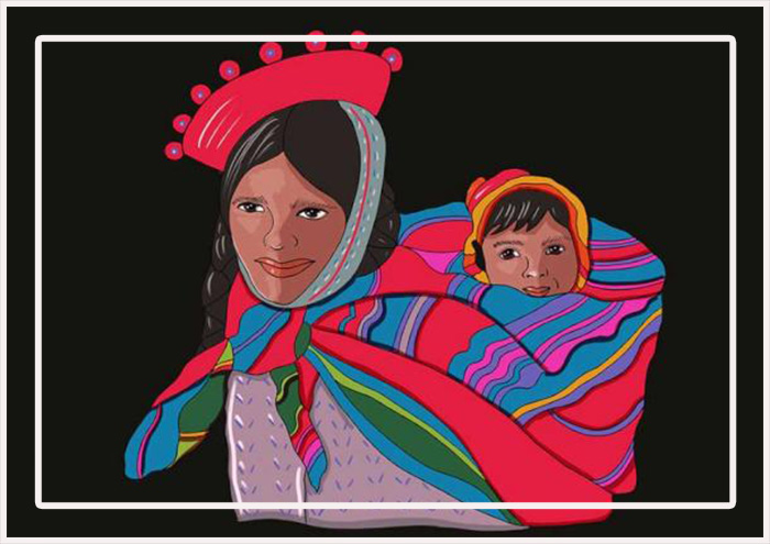 Рисунок андской женщины и ребёнка.