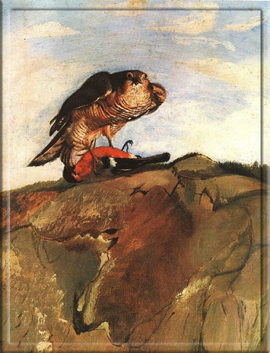 Чонтвари Костка, Снегирь – добыча сарыча, 1903 год.
