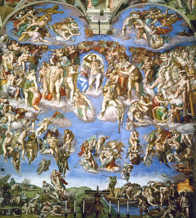 «Страшный суд» (1536–1541) Микеланджело. / Фото: Wikimedia Commons.