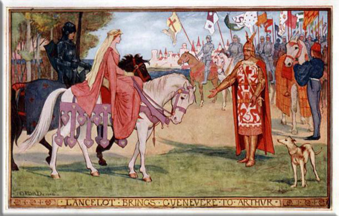 «Ланселот приводит Гвиневру к Артуру», иллюстрация из «Книги романов».