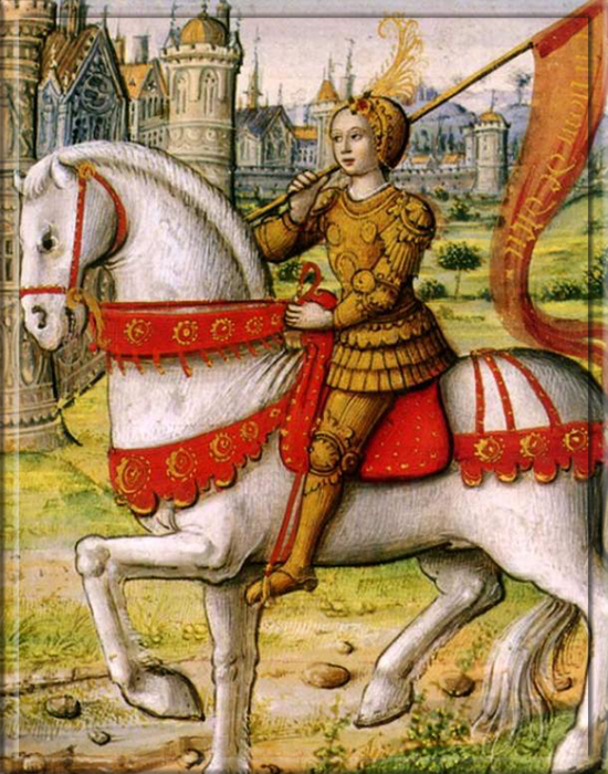 Жанна д'Арк верхом на коне. (1505 г.)