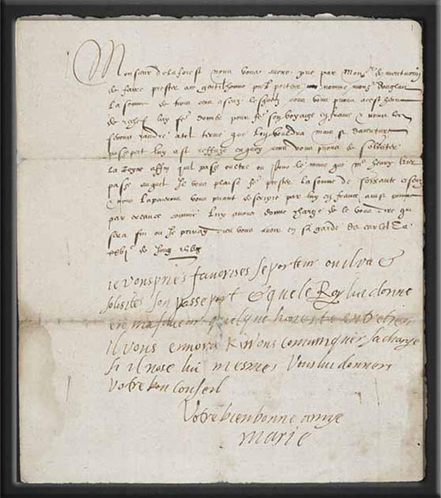 Письмо Марии, королевы Шотландии, Жаку Бошетелю, французскому послу в Англии, в 1568 году.