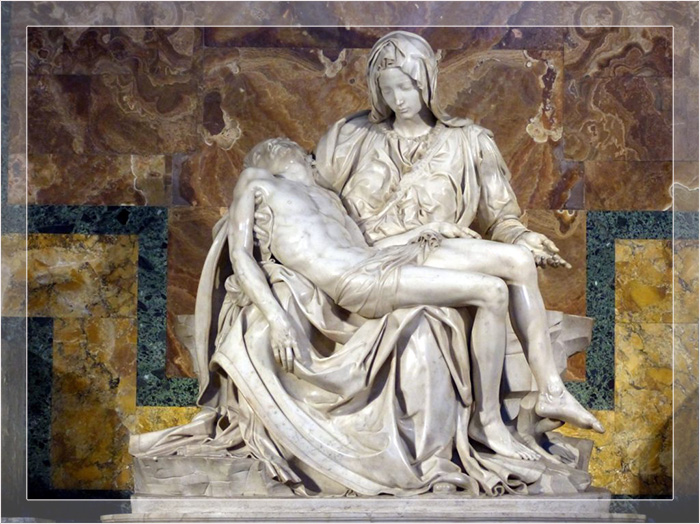 Дева Мария, скорбит над телом Иисуса после распятия, который лежит на её коленях. Один из величайших шедевров мирового искусства.