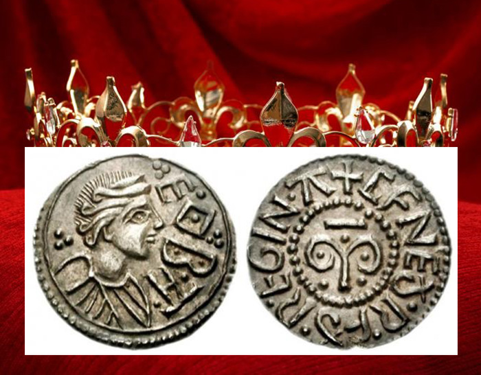 Пенни с изображением королевы Синетрит, жены короля Оффы, что является первой монетой с изображением англосаксонской королевы.