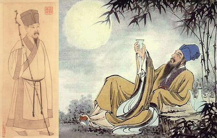 Слева: портрет Су-Ши (1301). Музей императорского дворца, Тайбэй. Справа: художественное изображение Су Дунпо.