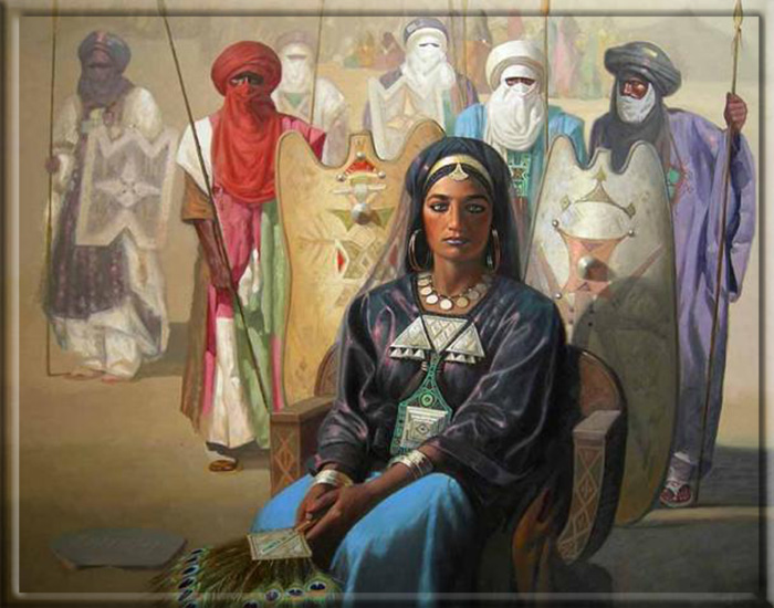 Художественное изображение царицы туарегов Тин-Хинан работы Хосине Зиани.
