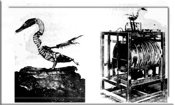 Чертежи механической утки и устройства водяной мельницы предположительно авторства Вокансона.