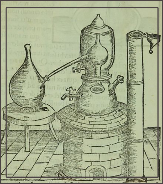 Водяная баня в соответствии с Coelum philosophorum Филиппа Ульстадуса, 1528 год.