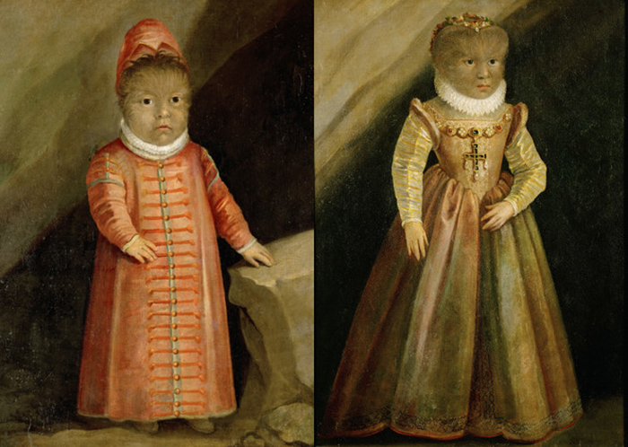 Портреты сына Педро Гонсалеса и его дочери Магдалены.
