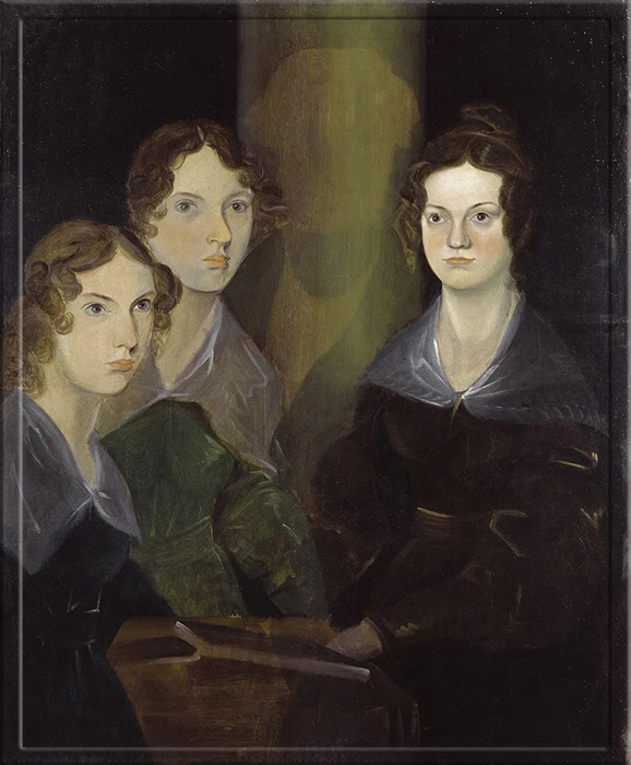 Отреставрированная в цифровом формате картина сестёр Бронте, написанная их братом Бранвеллом. Слева направо: Энн, Эмили и Шарлотта.