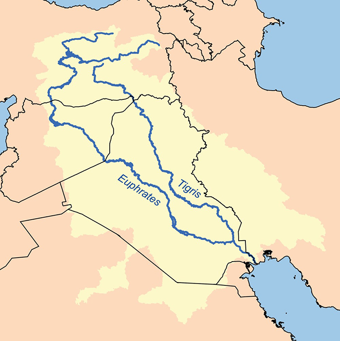 Реки Тигр и Евфрат на карте. / Фото: wikipedia.org