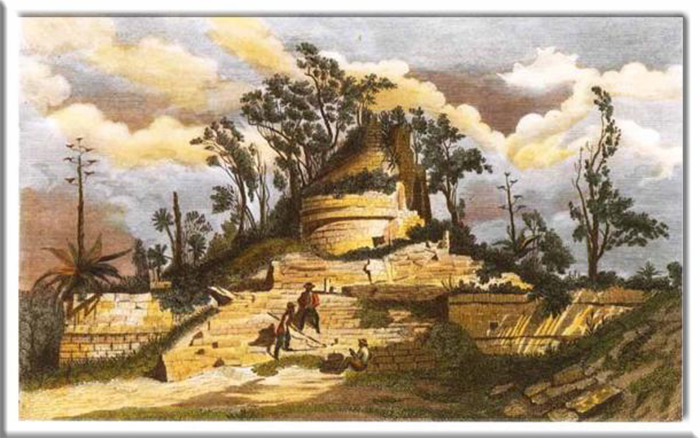 Литография Эль-Караколя. Виды древних памятников Центральной Америки, Чьяпаса и Юкатана. 