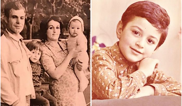 Слева: Родители Гарика Мартиросяна с ним и его младшим братом. Справа: Гарик Мартиросян в детстве.