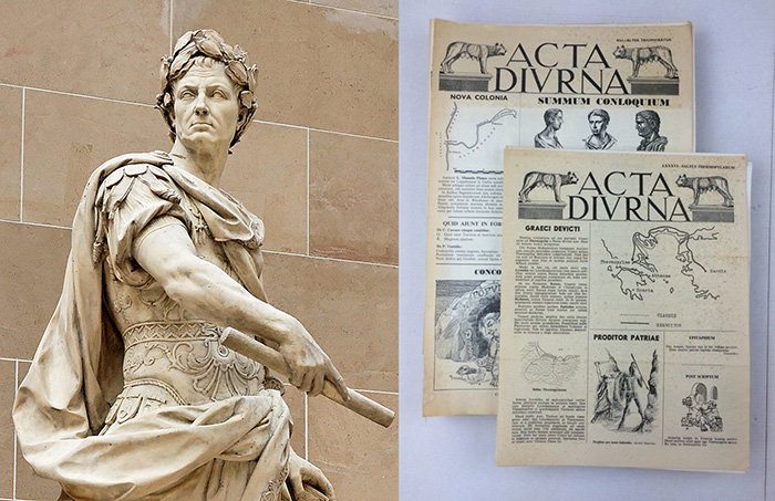 Acta Diurna , «газета», созданная Юлием Цезарем в 59 г. до н.э.