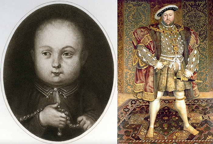 Детский портрет Генриха и король в зрелом возрасте.