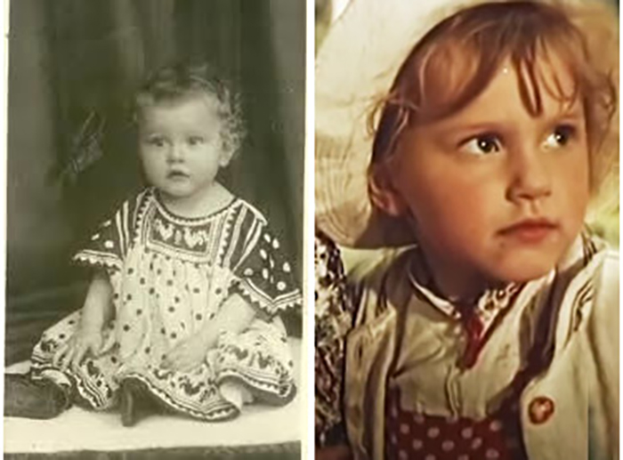Анна Каменкова в детстве и в своём первом фильме.