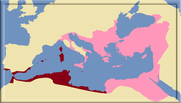 Византийская империя и Африканский экзархат около 600 г. н.э.