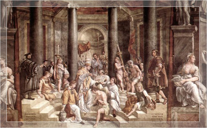 Крещение Константина, фреска, написанная знаменитым художником эпохи Возрождения Рафаэлем в 1517 году.