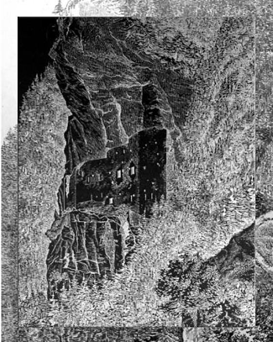 Гравюра, изображающая замок Кропфенштайн.