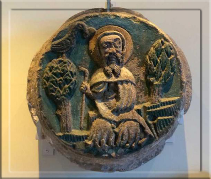 Святой Павел Отшельник, Фрагмент камня из монастыря Святого Лаврентия, Буда, Венгрия.