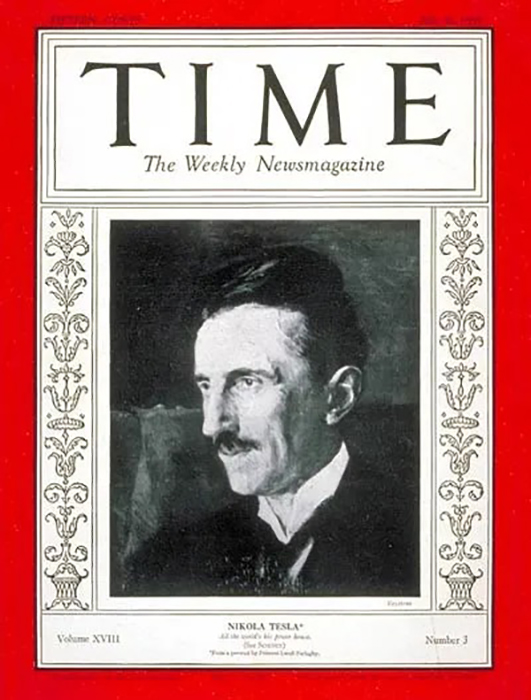 Тесла на обложке журнала Time  в 1931 году. / Фото: Wikimedia Commons