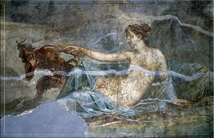 Пан и Гермафродит, античная фреска из Помпей.