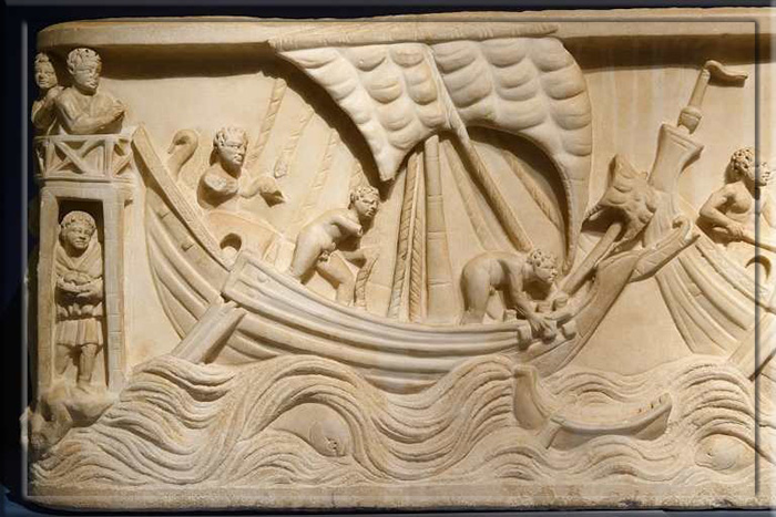 Римский корабль в саркофаге конца II века н. э. 