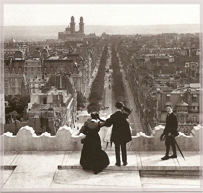Париж, вид с Триумфальной арки, 1900 год.