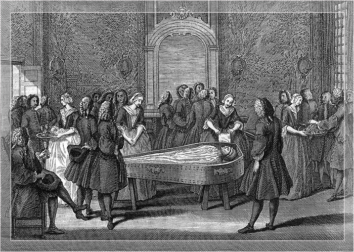 Сцена похорон в Англии, 1733 год.