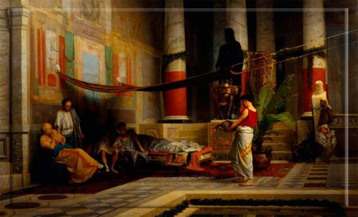 Картина Джованни Муцциоли (1876 г.), Поппея приносит голову Клавдии Октавии Нерону.