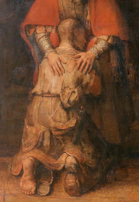 Сюжет картины Рембрандта ван Рейна «Возвращение блудного сына» (1668);  Рембрандт. / Фото: Wikimedia Commons