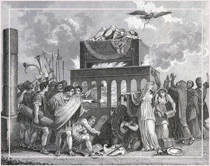 Похороны императора в Древнем Риме, гравюра XIX века.