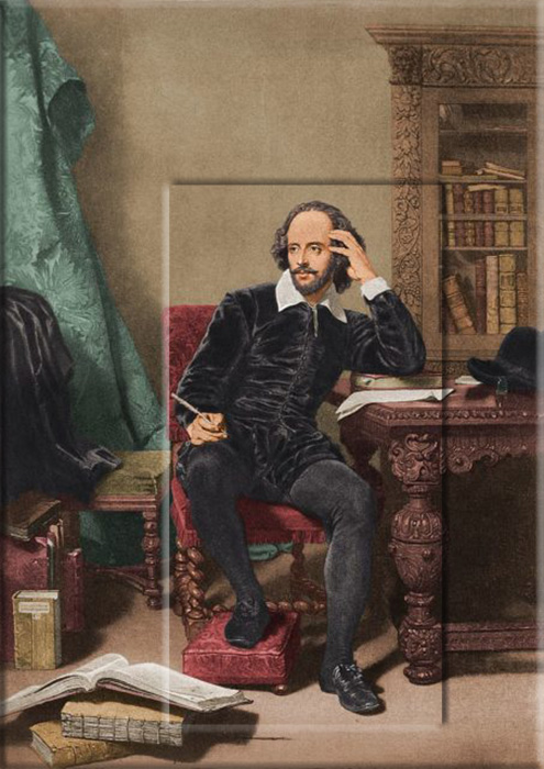 Английский драматург и поэт Уильям Шекспир размышляет над своей следующей работой, около 1600 года.