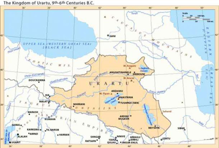 Карта великого царства Урарту. / Фото: commons.wikimedia.org