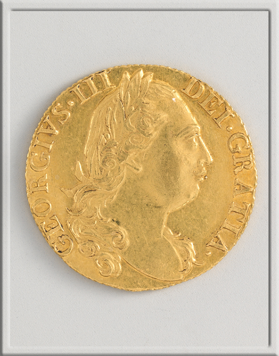 Британская золотая гинея Георга III 1777 года представляет собой монеты, которые, по слухам, находились на корабле.