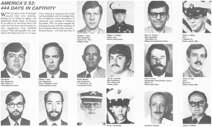 Шестнадцать из 52 заложников, освобождённые в январе 1981 года, на фото в государственном журнале.
