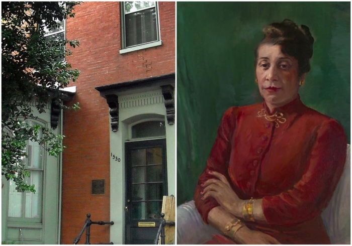 Слева направо: Дом Альмы Томас в Вашингтоне, округ Колумбия, где Альма жила до своей смерти. \ Портрет Альмы Томас.