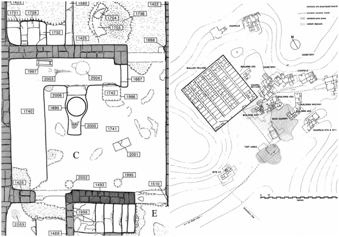 Слева направо: План дома. \ Карта Рабочего поселка с указанием основных зданий.