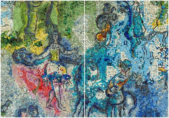 Фрагменты мозаики Четыре сезона, Марк Шагал.
