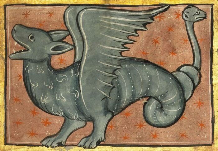 Крылатый дракон (деталь) в бестиарии, неизвестный просветитель, 1278-1300 годы. \ Фото: pinterest.com.