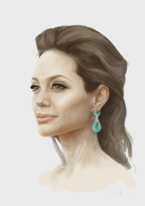 Анджелина Джоли. Цифровая живопись.  Автор: Божена Доду (Bogena Dia).